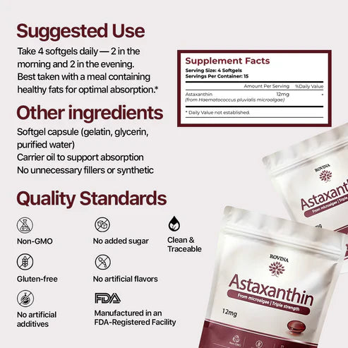 Rovina Astaxanthin 12mg Softgels